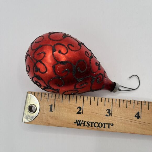 Antique/Vintage Christmas Ornament Teardrop Shaped Mercury Glass Black Mica Red - Picture 8 of 8